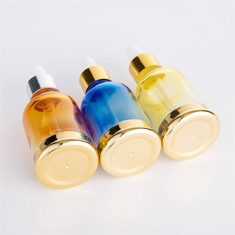 Luxury skincare 30ml glass gradient colour 1oz serum bottle with dropper