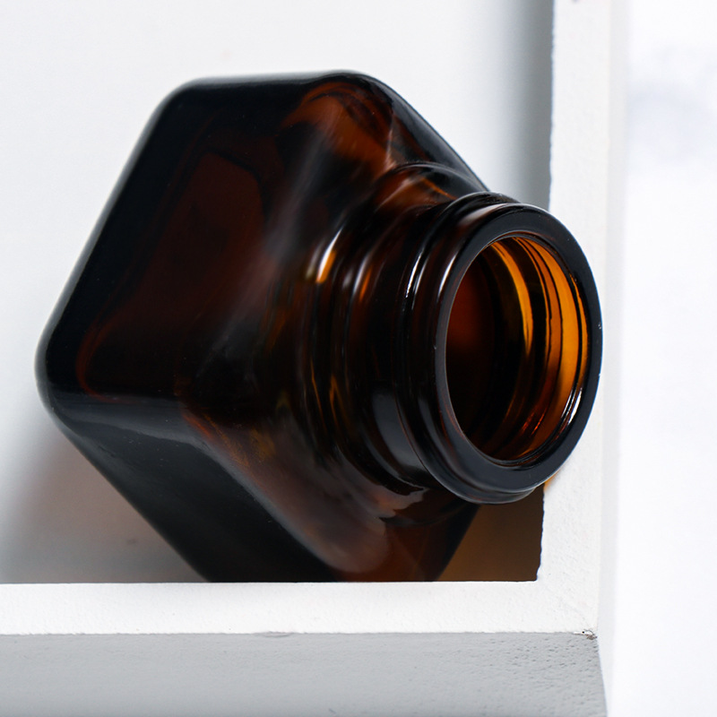 Luxury skincare Amber cosmetic Glass jar 15g glass cream jars with lids for skin care