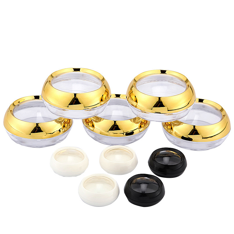 Luxury skincare body cream container packaging 5g round shiny gold cosmetic jar with lid