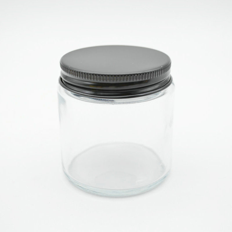 Luxury skincare body cream container packaging round 120ml glass cosmetic jar with metal lid