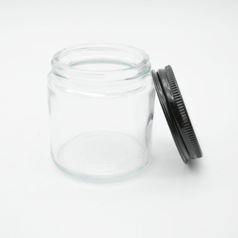 Luxury skincare body cream container packaging round 120ml glass cosmetic jar with metal lid