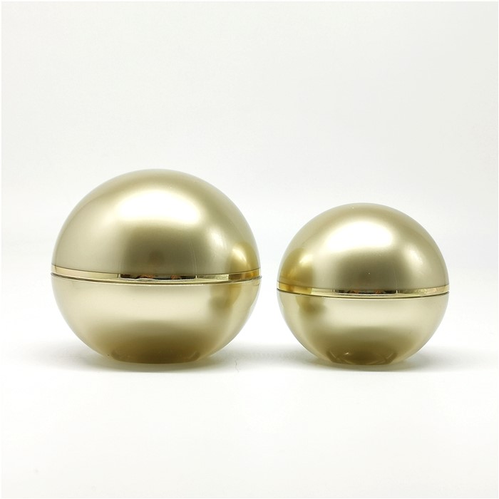 Luxury skincare body cream container packaging round 15g 30g 50g UV paint shiny gold glass cosmetic jar with lid