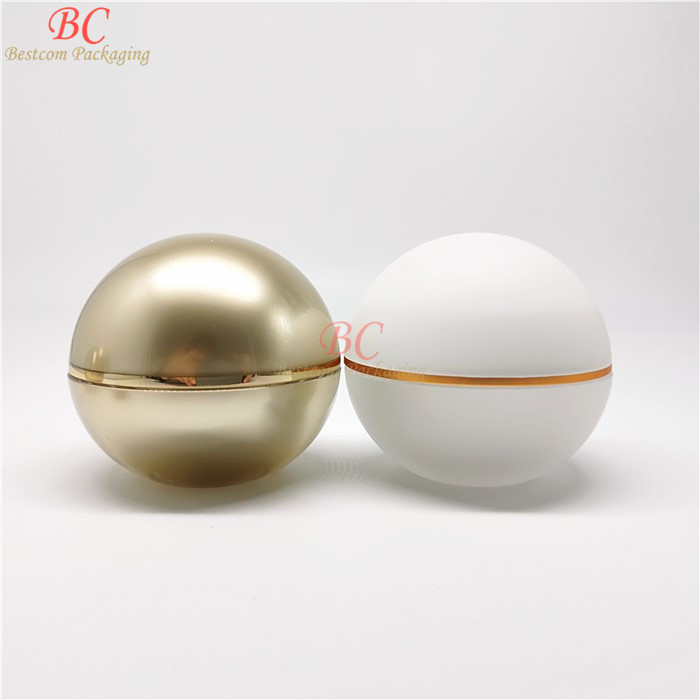 Luxury skincare body cream container packaging round 15g 30g 50g UV paint shiny gold glass cosmetic jar with lid