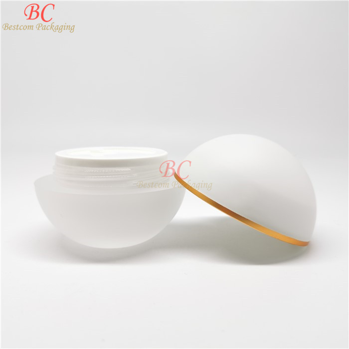 Luxury skincare body cream container packaging round 15g 30g 50g UV paint shiny gold glass cosmetic jar with lid