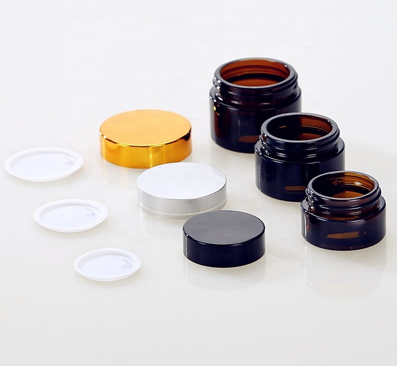 Luxury skincare body cream container packaging round 1oz jars cosmetics 100g cosmetic jar with gold lids