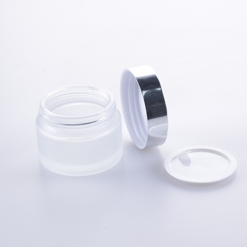 Luxury skincare body cream container packaging round 20ml 30ml 50ml glass jar with metal lid