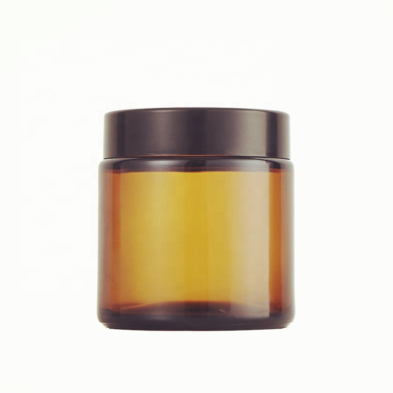 Luxury skincare body cream container packaging round amber glass cream cosmetic jar 8 oz with gold lid