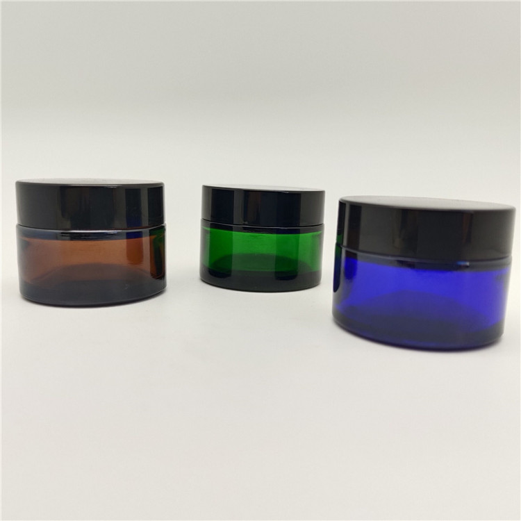 Luxury skincare  cream glass container  30g 50g glass cosmetic jar plastic lid glass jar