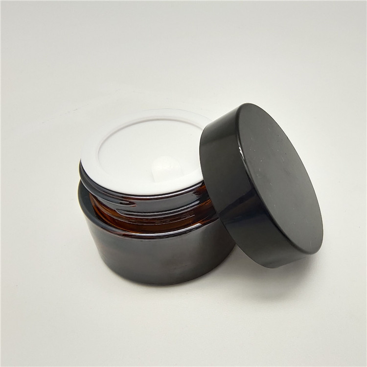 Luxury skincare cream glass container 30g 50g glass cosmetic jar plastic lid glass jar