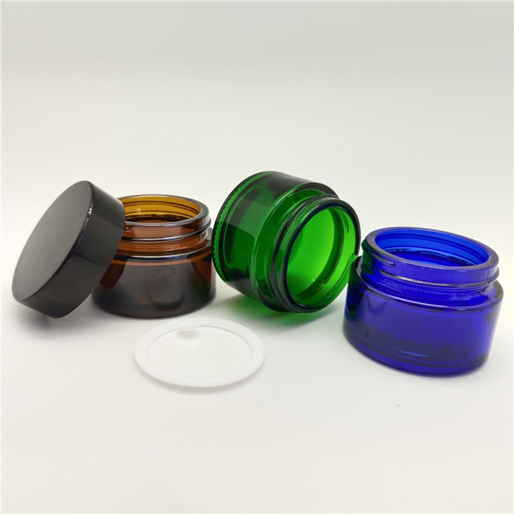 Luxury skincare cream glass container 30g 50g glass cosmetic jar plastic lid glass jar