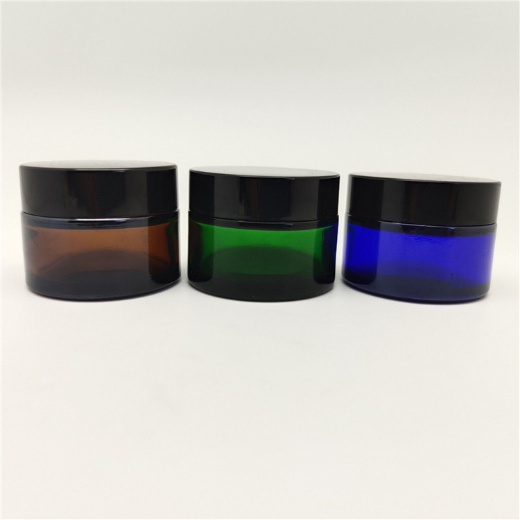 Luxury skincare cream glass container 30g 50g glass cosmetic jar plastic lid glass jar