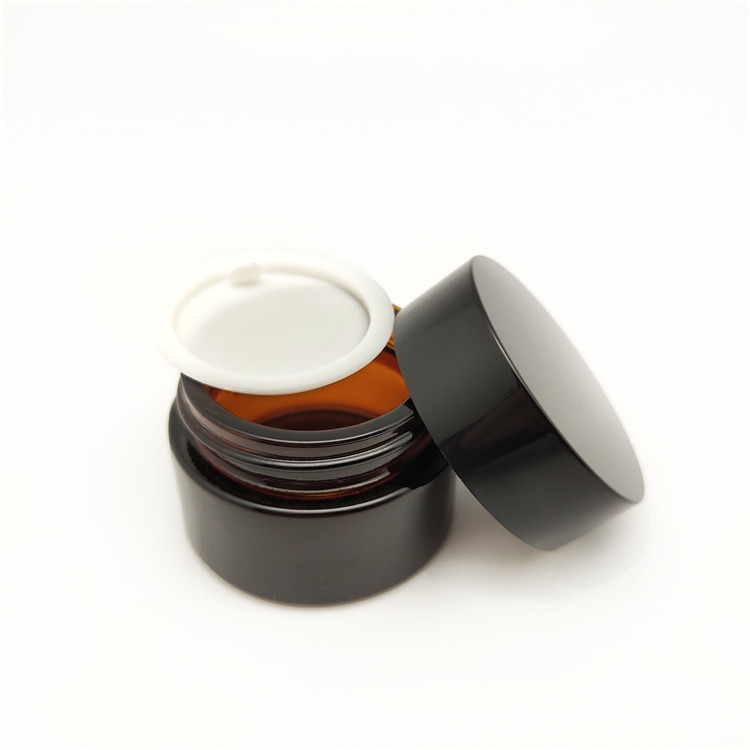 Luxury skincare cream glass container 30g 50g glass cosmetic jar plastic lid glass jar