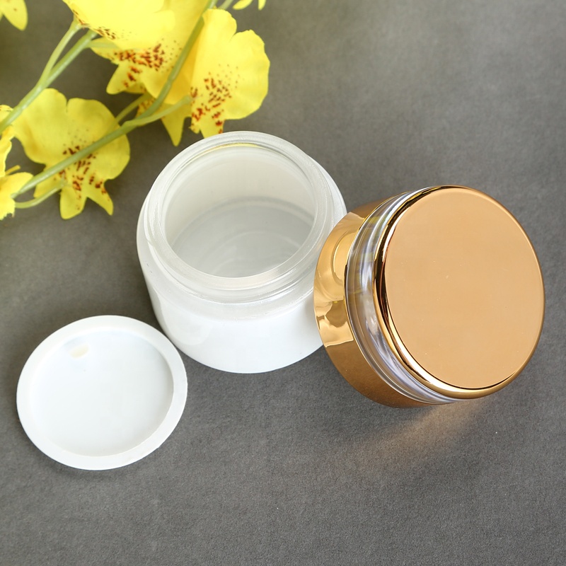 Luxury skincare packaging gold cap white bottle 20ml 30ml 40ml 50ml 60ml 80ml and 20g 30g 50g jars