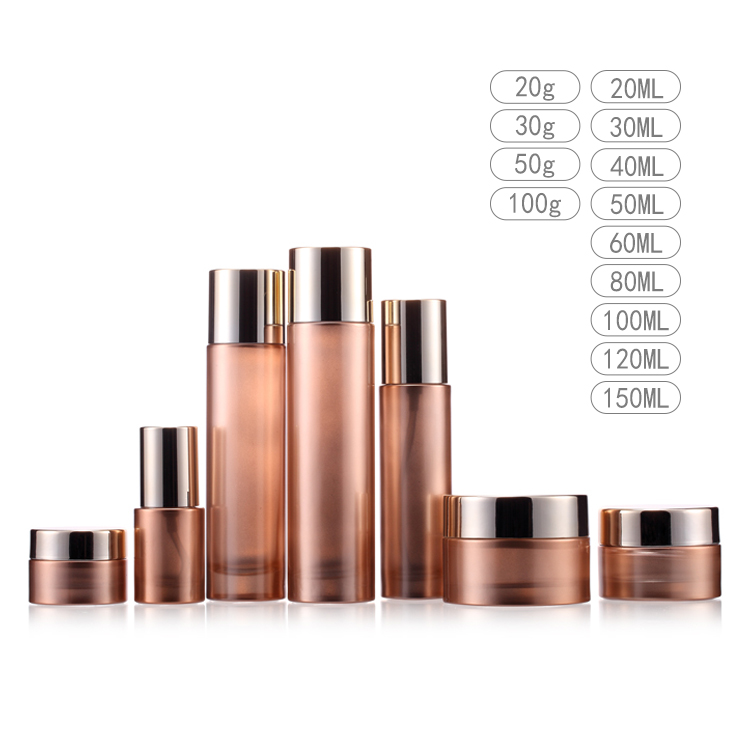 Luxury skincare packaging rose gold cosmetic bottle set skin care packaging container jar