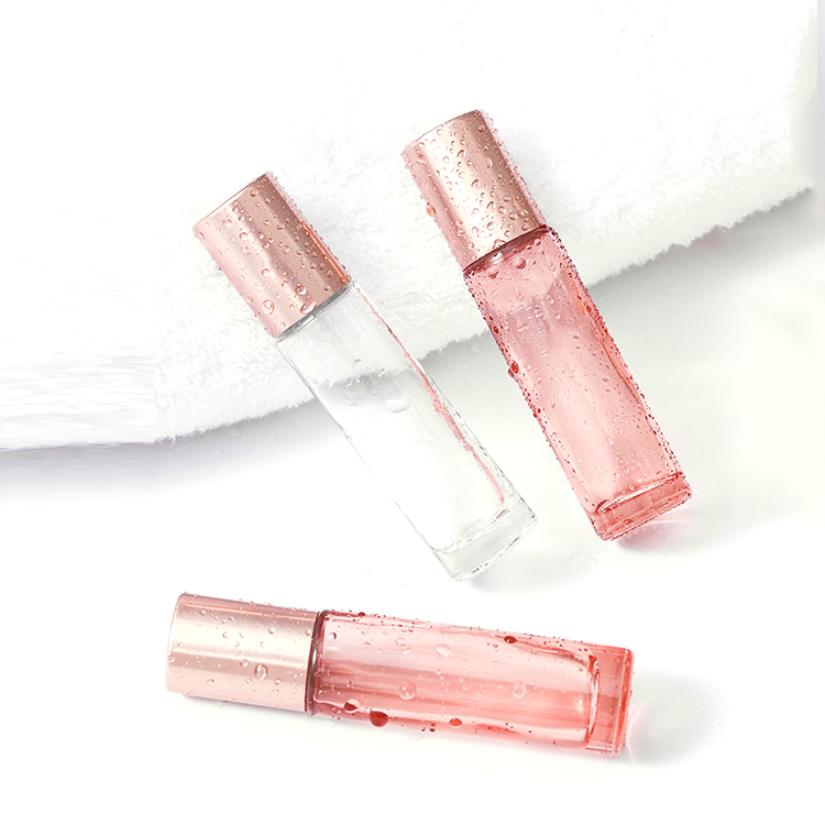 Luxury skincare roller packaging 10ml rose gold roll on essential oil bottles with rose gold cap