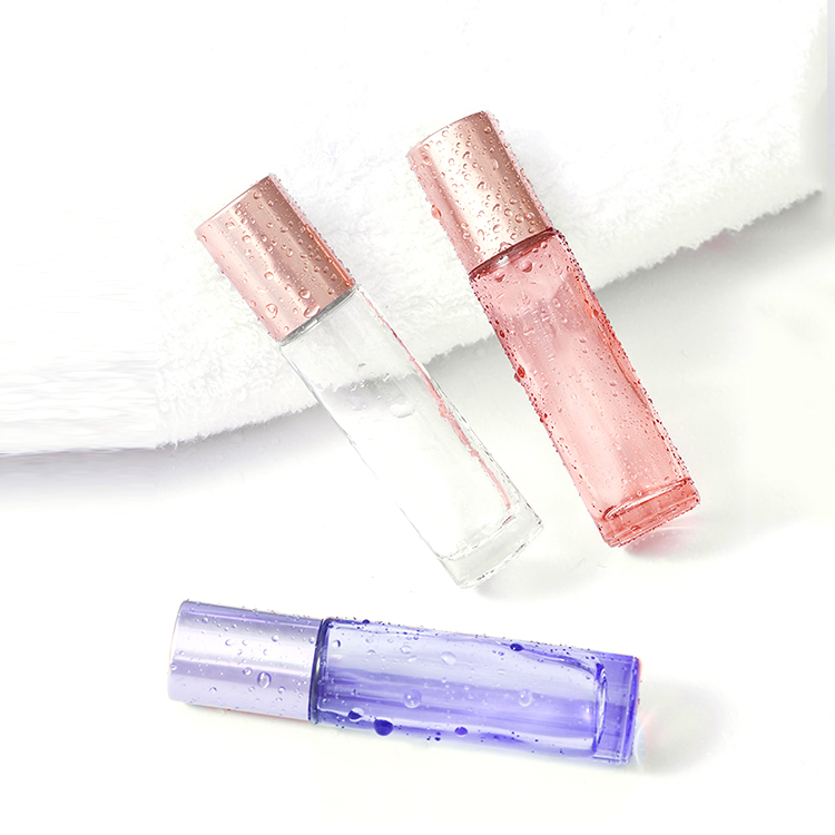 Luxury skincare roller packaging 10ml rose gold roll on essential oil bottles with rose gold cap