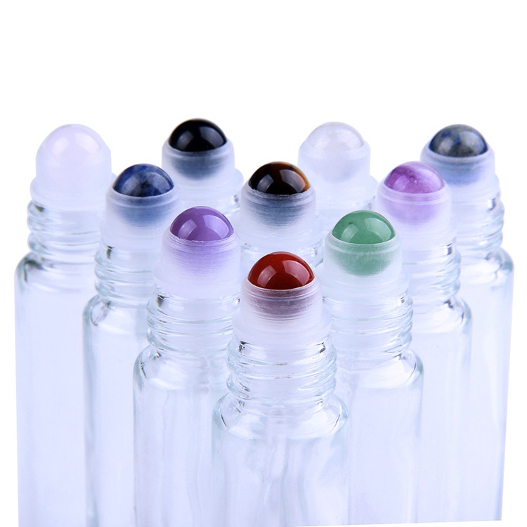Luxury small  5ml 10ml 15ml gemstone roller ball glass essential oil perfume botol parfum small roll on bottle