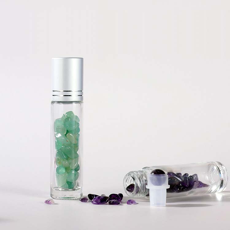 Luxury small 5ml 10ml 15ml gemstone roller ball glass essential oil perfume botol parfum small roll on bottle