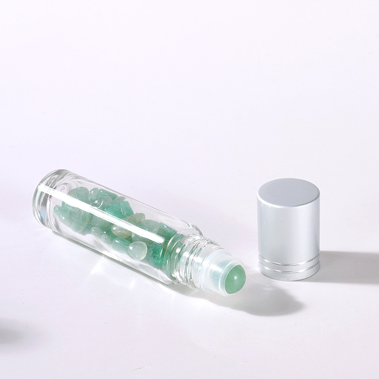 Luxury small 5ml 10ml 15ml gemstone roller ball glass essential oil perfume botol parfum small roll on bottle