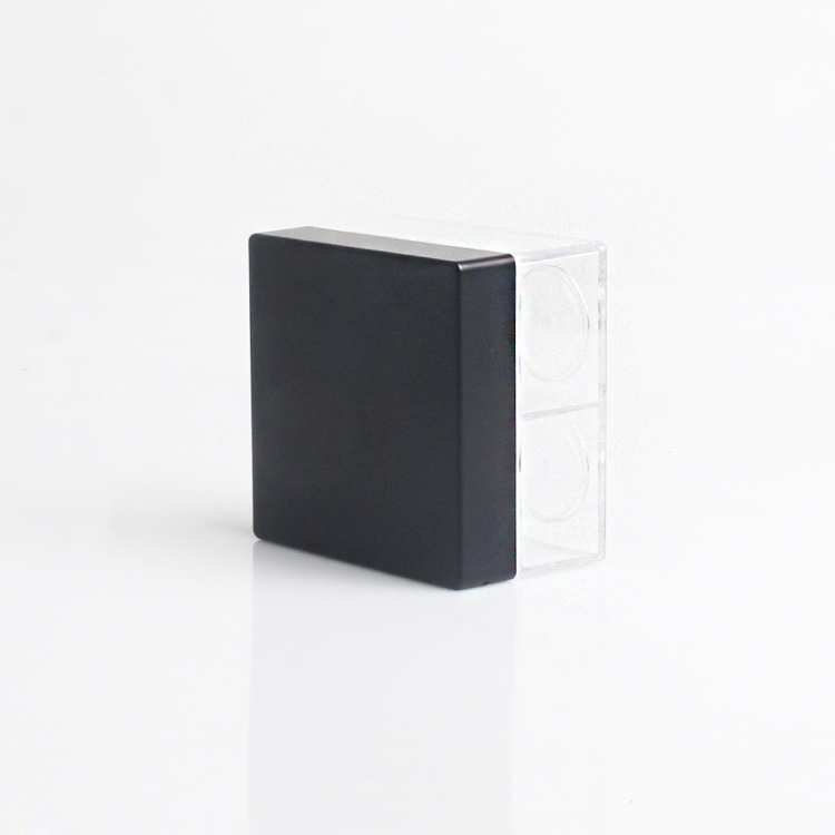 Luxury square cosmetic powder container with black lid for travel and sample loose powder packaging