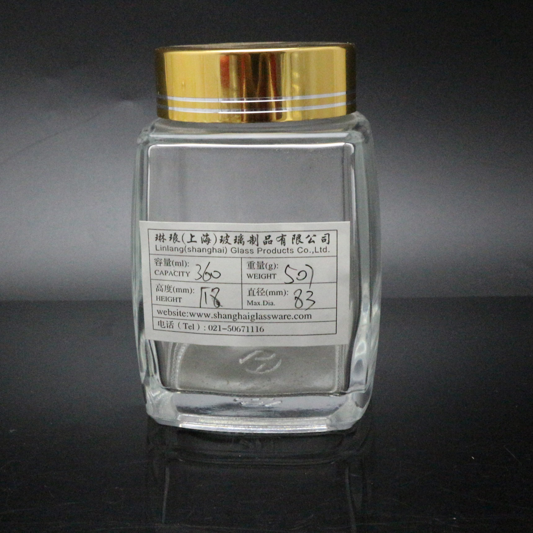 Luxury square honey jar bottle glass jar 180ml 360ml 1000ml