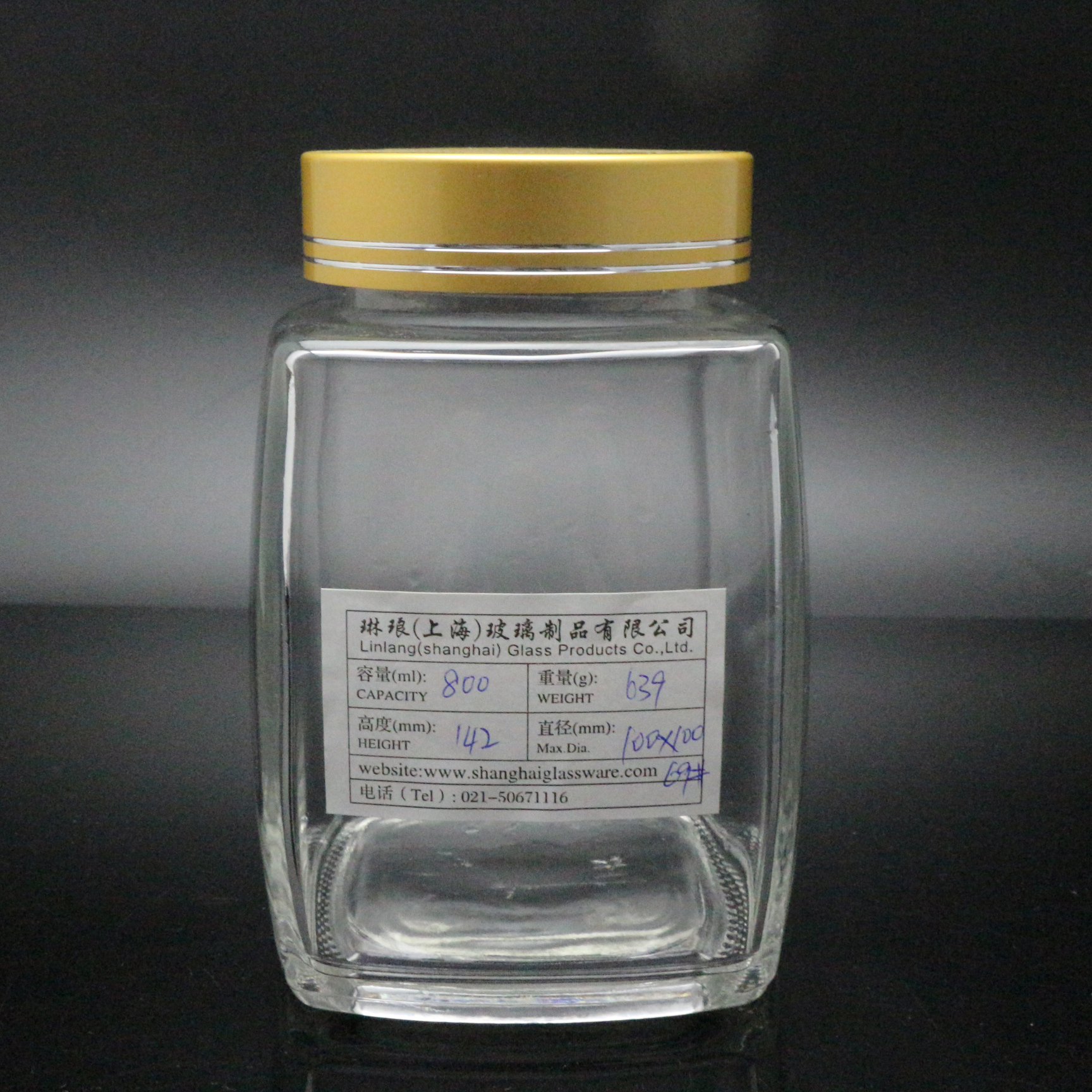 Luxury square honey jar bottle glass jar 180ml 360ml 1000ml
