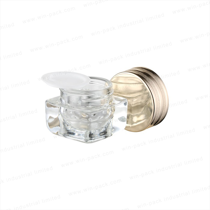 Luxury square shape plastic cream jar with flat shoulder and round shape screw cap 50g