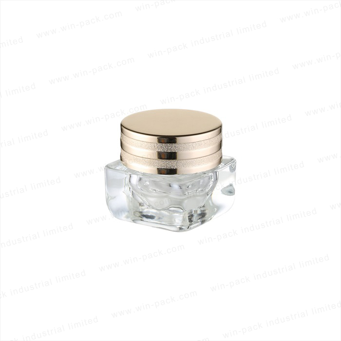 Luxury square shape plastic cream jar with flat shoulder and round shape screw cap 50g