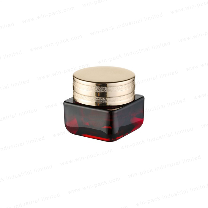 Luxury square shape plastic cream jar with flat shoulder and round shape screw cap 50g