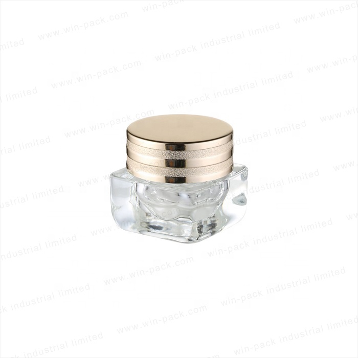 Luxury square shape plastic cream jar with flat shoulder and round shape screw cap 50g