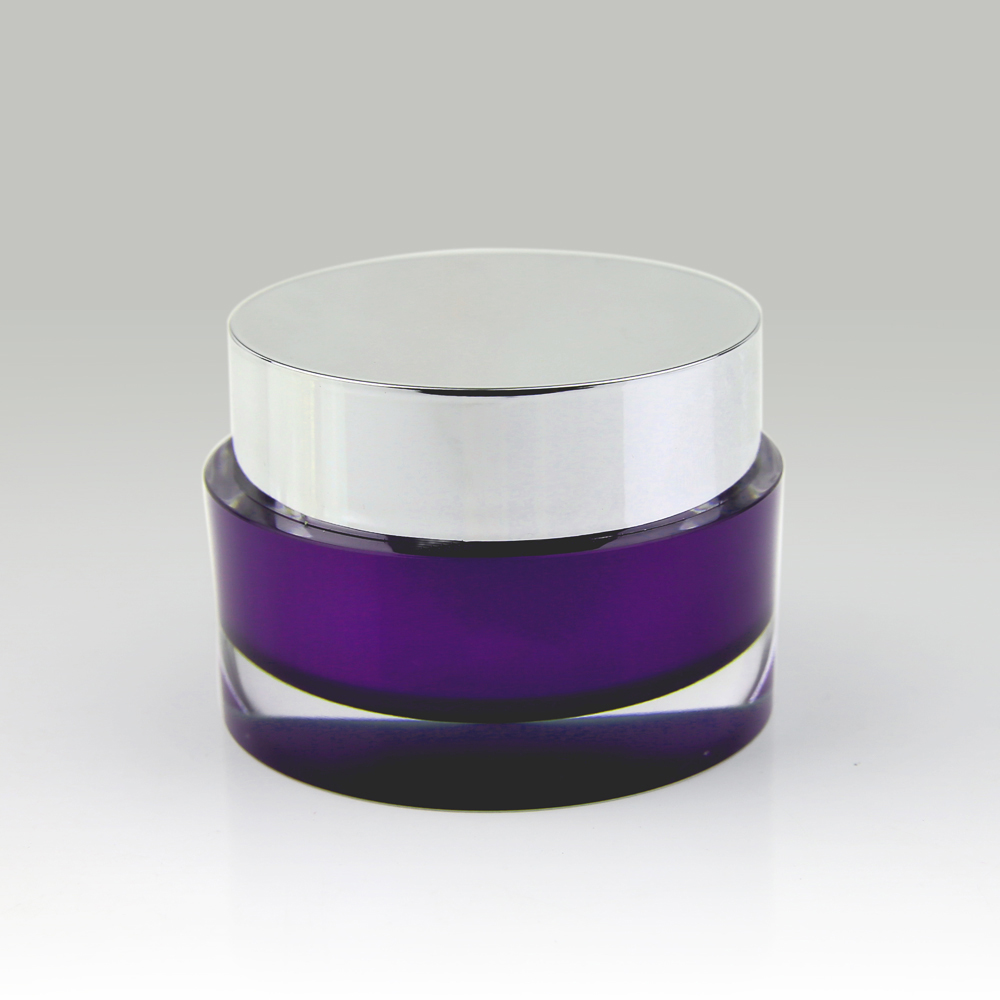 Luxury vacuum sealer white round cosmetic acrylic jar with lid shiny silver 50g and 30g