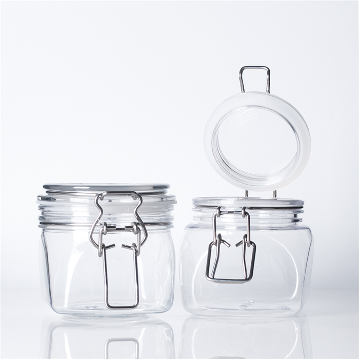 Luxury wedding gift used plastic bottle jar sealing metal lid plastic food storage jar