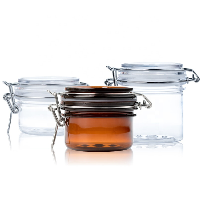Luxury wedding gift used plastic bottle jar sealing metal lid plastic food storage jar