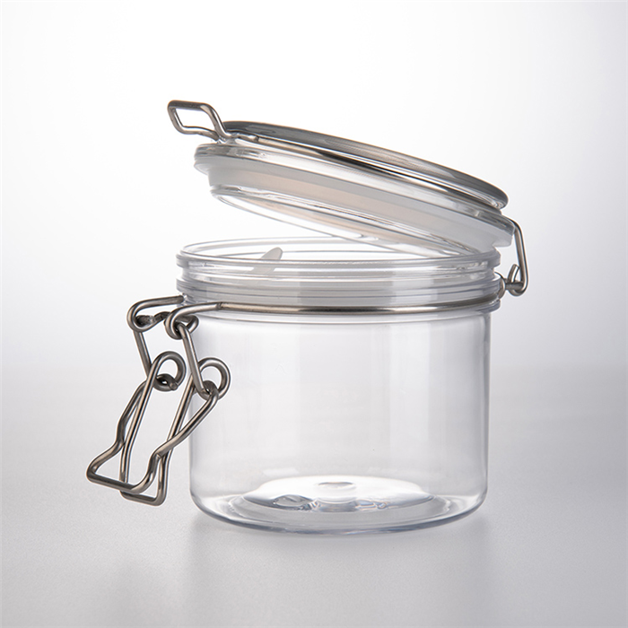 Luxury wedding gift used plastic bottle jar sealing metal lid plastic food storage jar