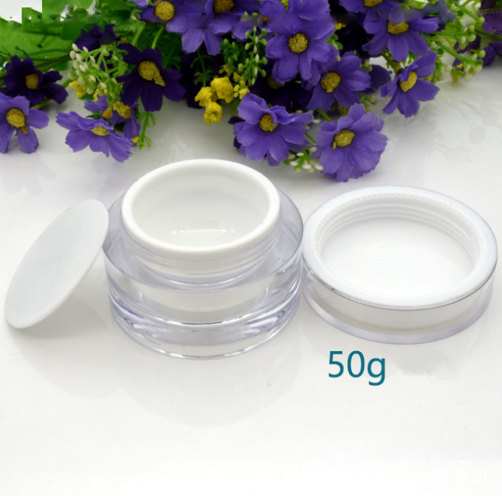 Luxury white plastic cosmetic container set 10gms acrylic jar 30g