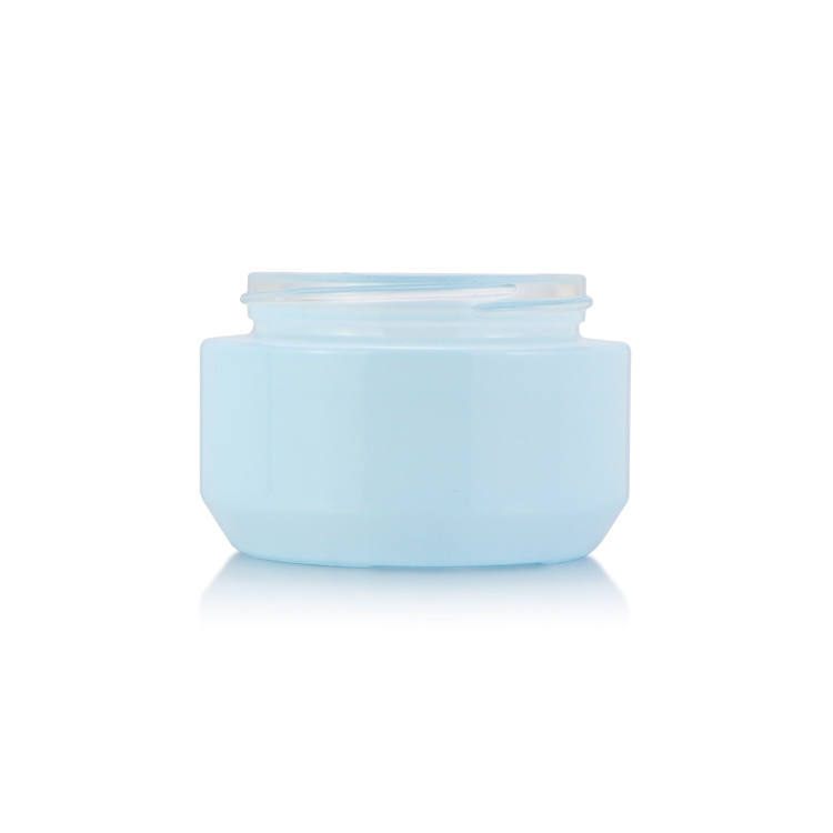 Luxury wholesale 50g blue custom cosmetic glass cream jar skincare container with gold lip