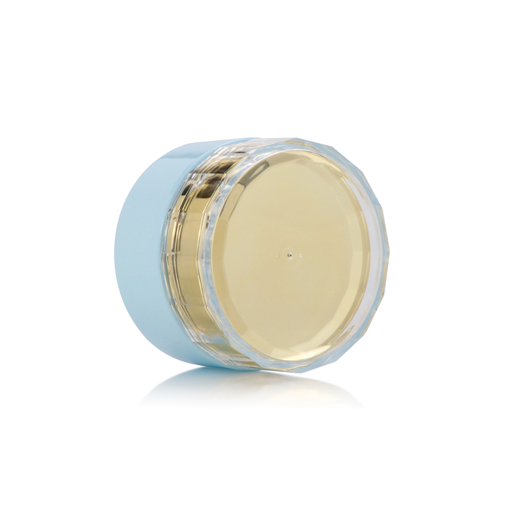 Luxury wholesale 50g blue custom cosmetic glass cream jar skincare container with gold lip