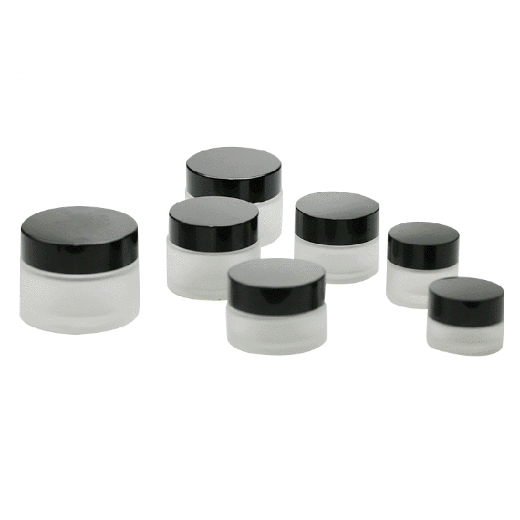 Luxury wholesale 5g 10g 20g 30g 50g 100g 200g amber cosmetic jar empty frosted glass jars with relief logo rose gold lid