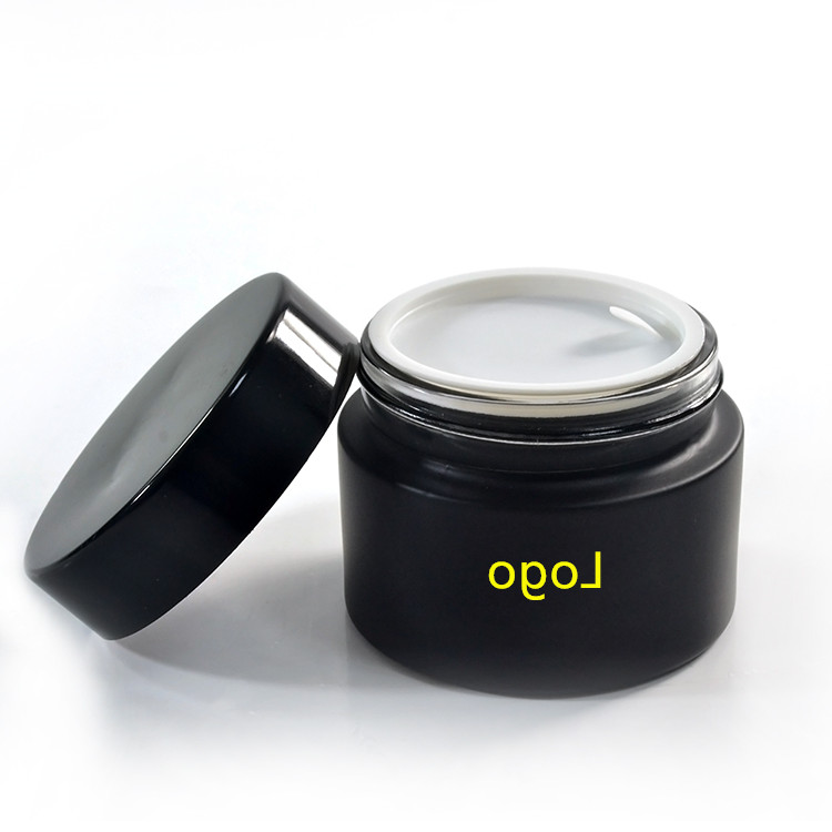 Luxury wholesale 5g 10g 20g 30g 60g 50g 100g 200g matte black skincare cream empty glass jars with black lid