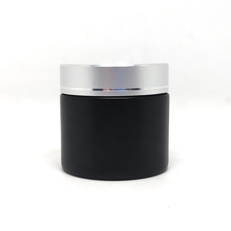 Luxury wholesale 5g 10g 20g 30g 60g 50g 100g 200g matte black skincare cream empty glass jars with black lid
