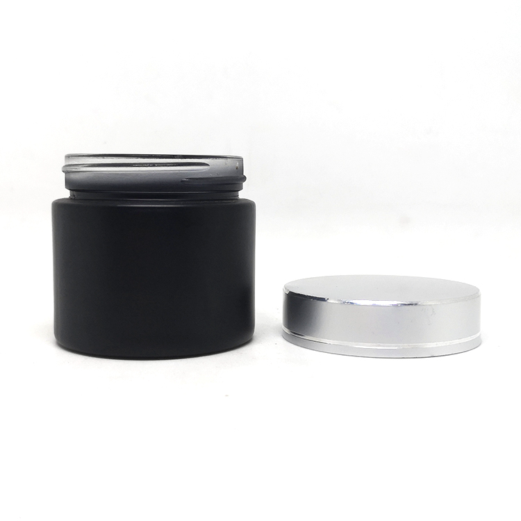 Luxury wholesale 5g 10g 20g 30g 60g 50g 100g 200g matte black skincare cream empty glass jars with black lid
