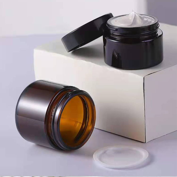 Luxury wholesale empty glass jar 50ml 5g 10g 20g 30g 50g 100g 120g 200g amber glass skincare cream jars