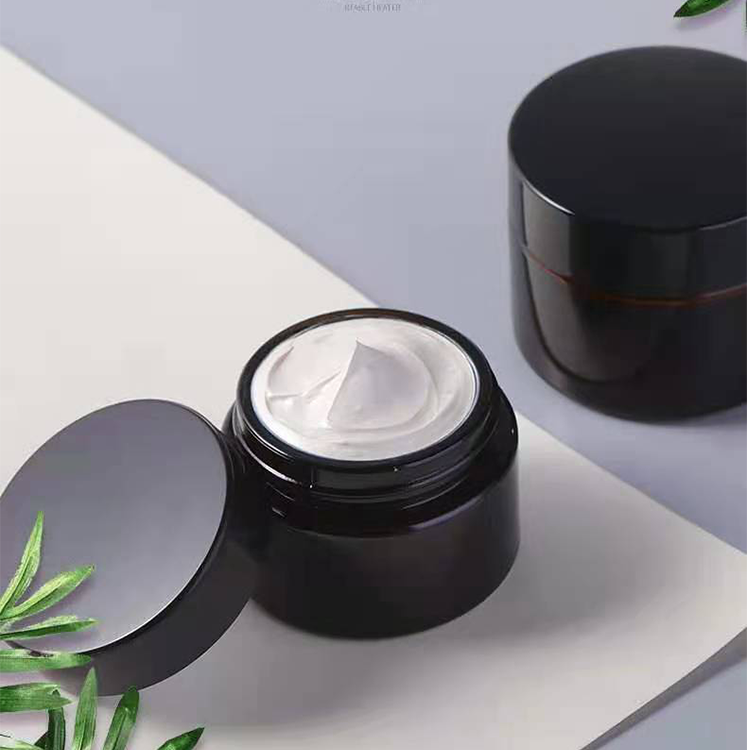 Luxury wholesale empty glass jar 50ml 5g 10g 20g 30g 50g 100g 120g 200g amber glass skincare cream jars