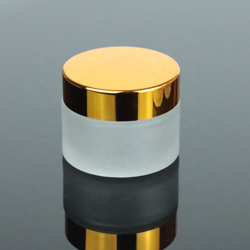 Luxury wide mouth 50 ml glass cosmetic jar 50ml empty round container with golden lid (GJM20)