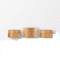 Luxury3g 5g 10g 30g 50g eco friendly clear round bamboo container cosmetic bamboo lid jar with pp inner