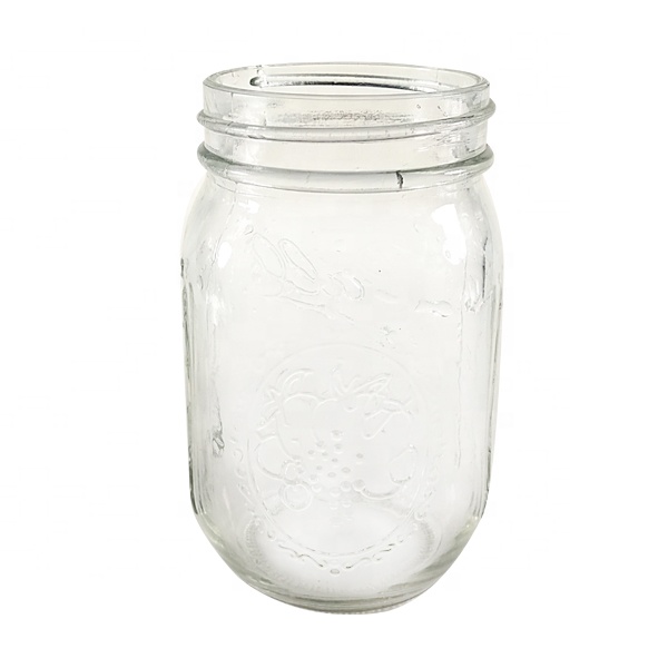 MENBANK custom glass canning 16oz/500ml mason jar with metal lid
