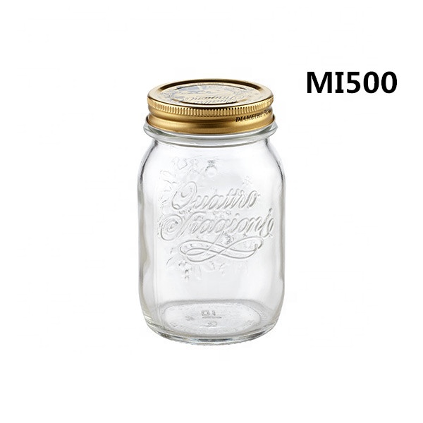 MENBANK custom glass canning 16oz/500ml mason jar with metal lid