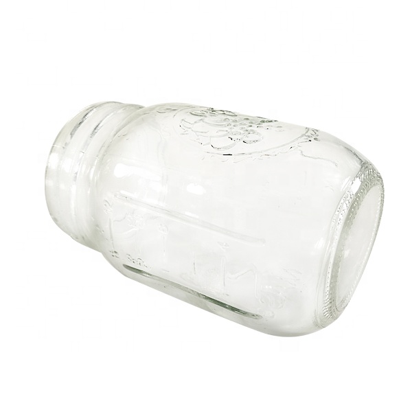 MENBANK custom glass canning 16oz/500ml mason jar with metal lid