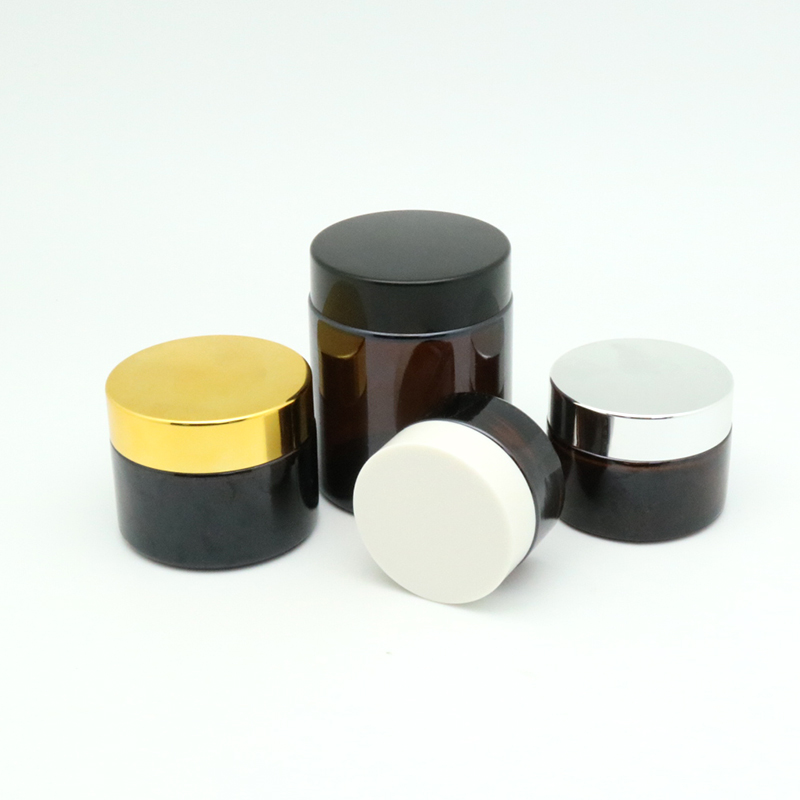 MIG 2021 new 5g 10g 15g 20g 30g 50g 100g cosmetic packaging clear amber blue glass cream jar gold lid