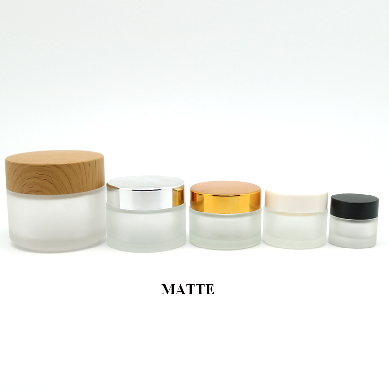 MIG 2021 new 5g 10g 15g 20g 30g 50g 100g cosmetic packaging clear amber blue glass cream jar gold lid